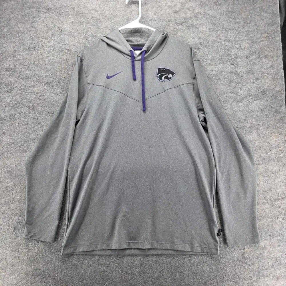 Kansas State Wildcats Shirt Hoodie Mens M Gray NCAA Football Dri-Fit Nike